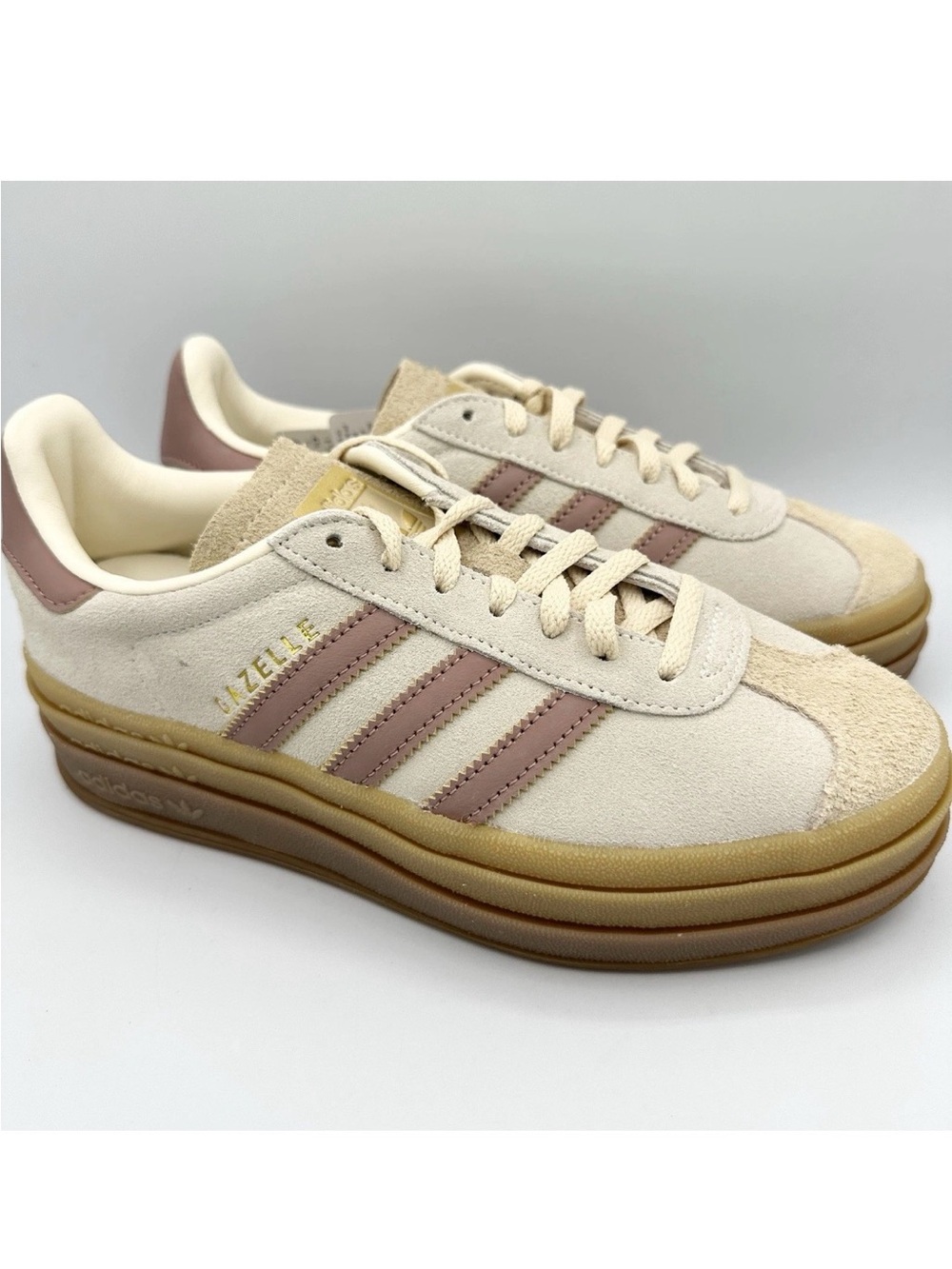 adidas Gazelle Bold Cream Clay Beige Pink Sand Strata Women's Size 8 JS3893